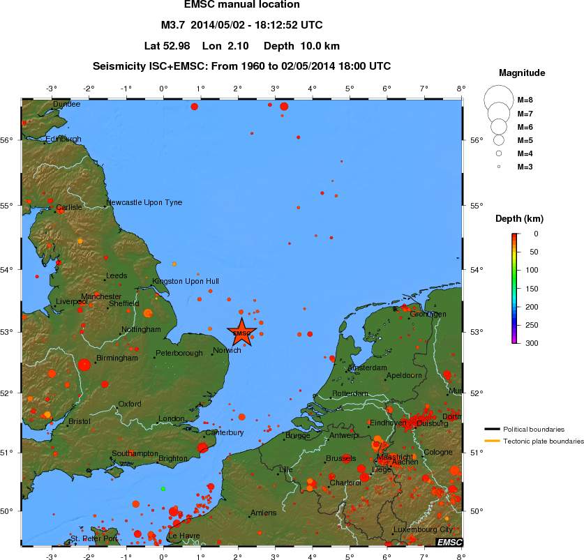 regional depth historical seismicity