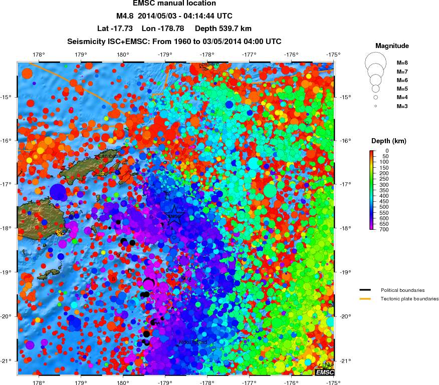 regional depth historical seismicity