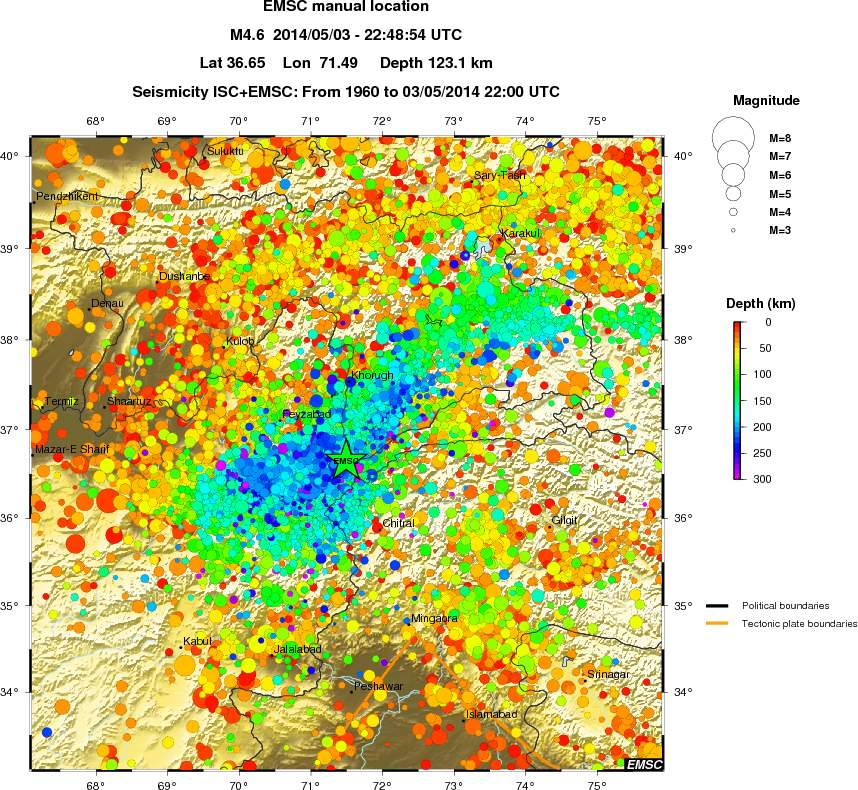 regional depth historical seismicity