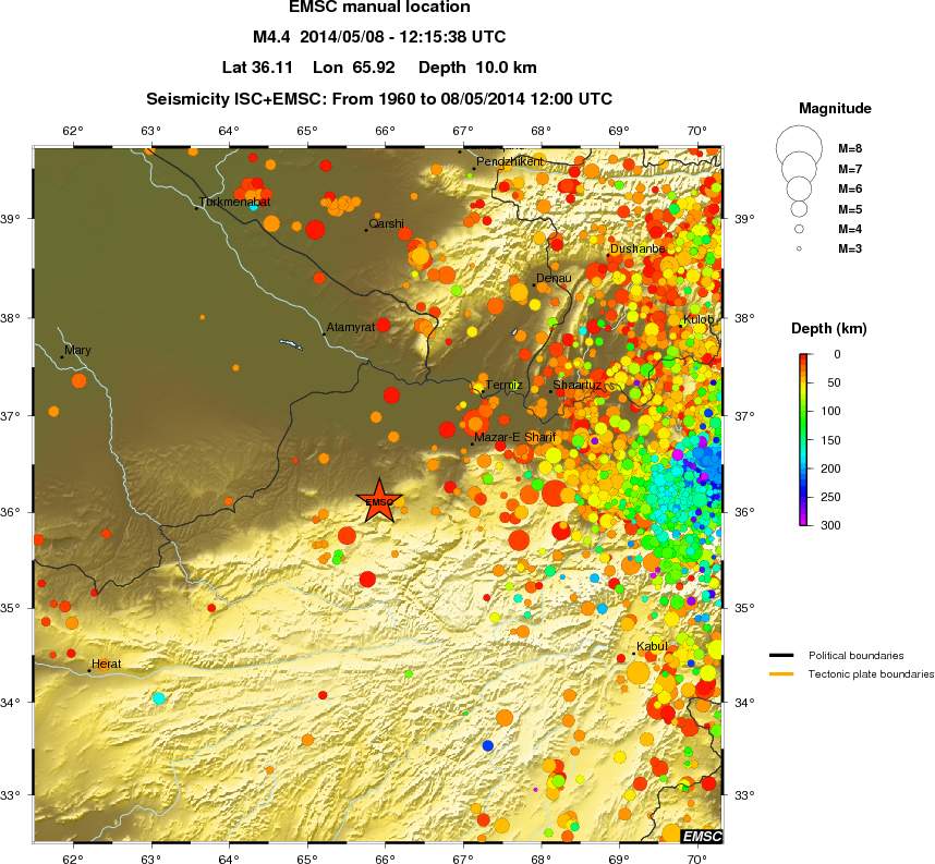 regional depth historical seismicity