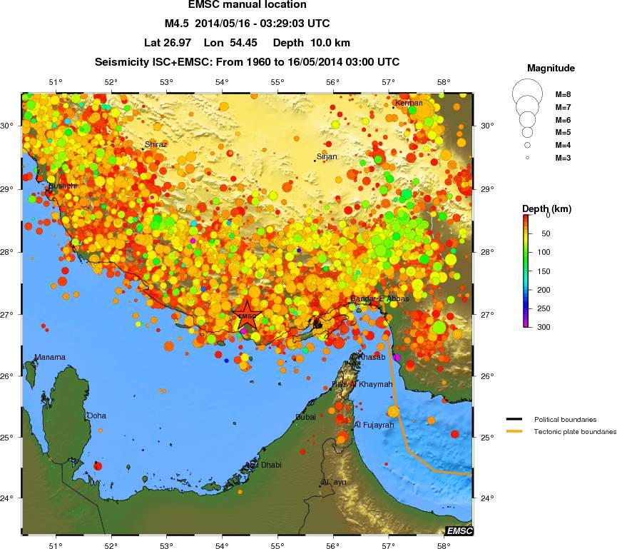 regional depth historical seismicity