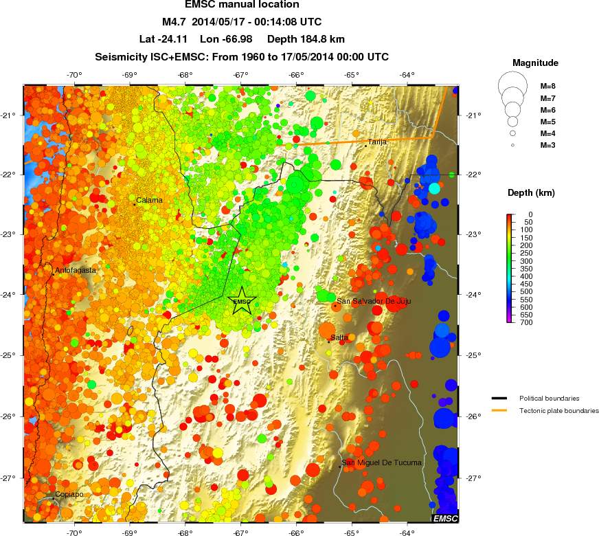 regional depth historical seismicity