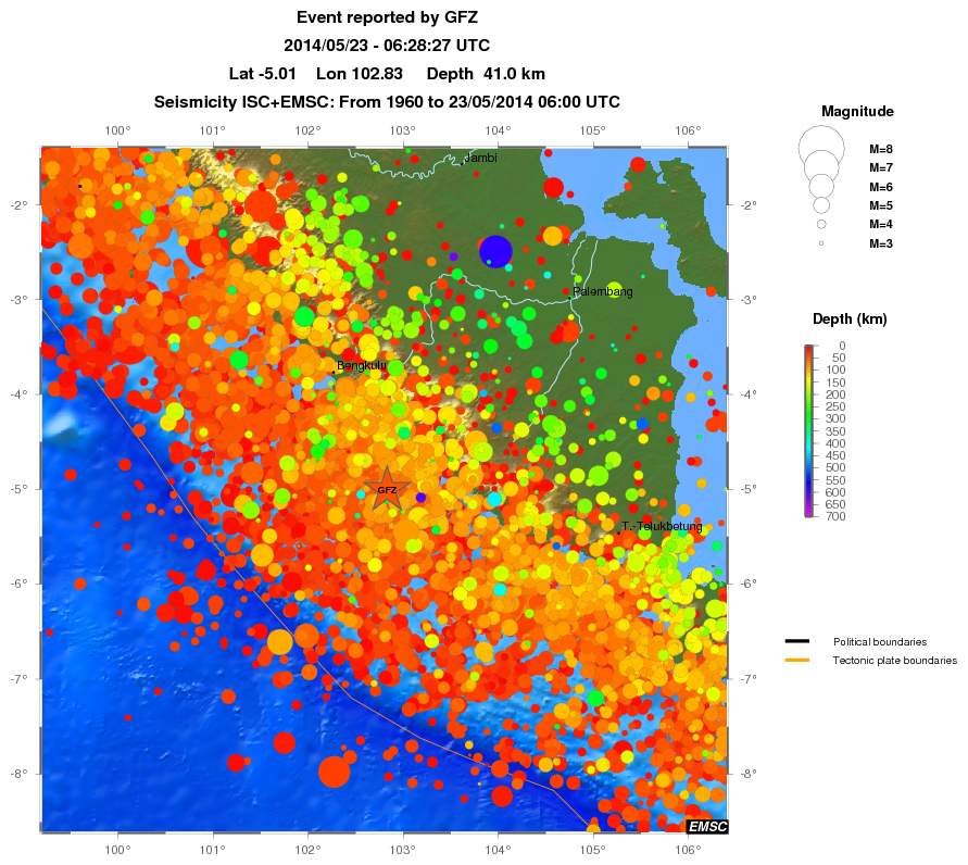regional depth historical seismicity