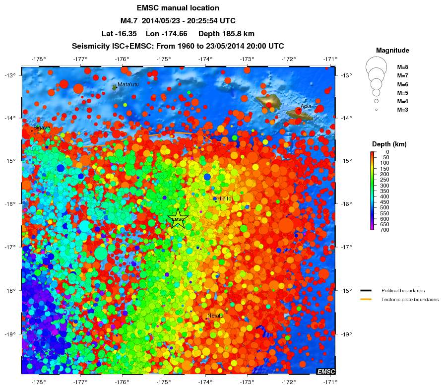 regional depth historical seismicity