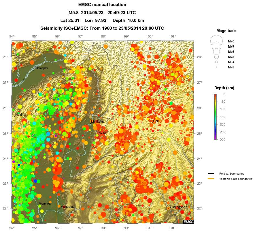 regional depth historical seismicity