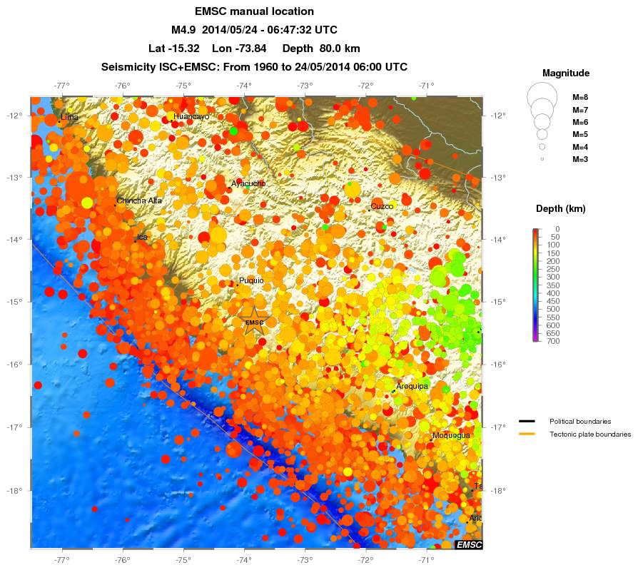 regional depth historical seismicity