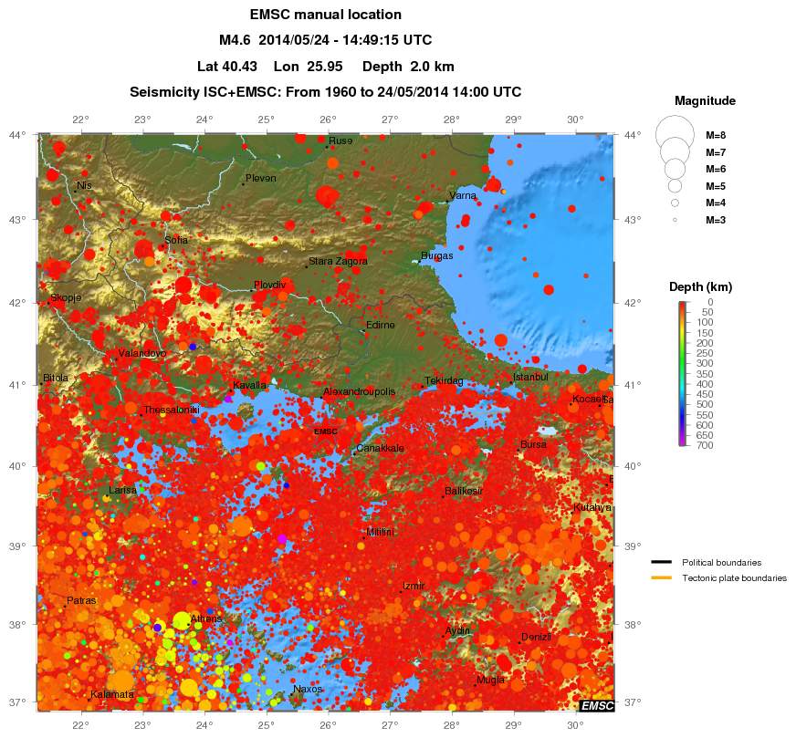 regional depth historical seismicity