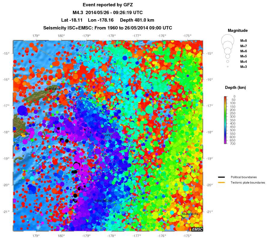regional depth historical seismicity