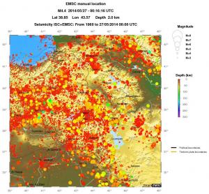 regional depth historical seismicity