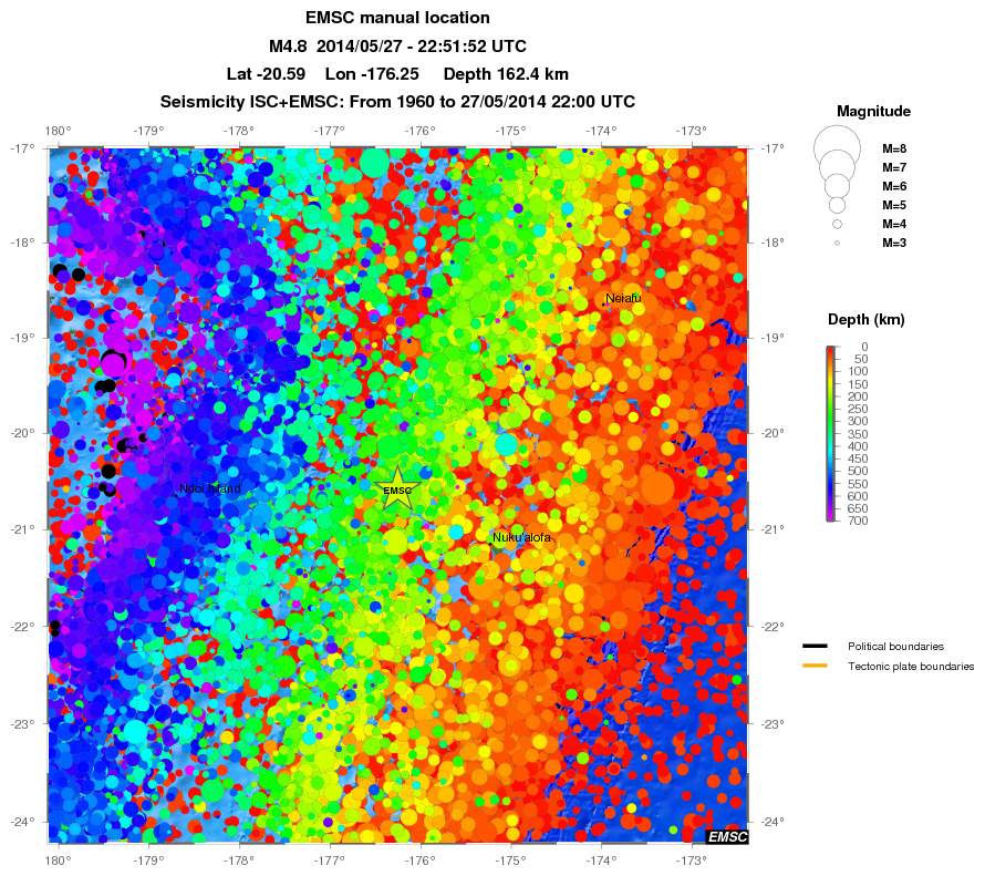 regional depth historical seismicity