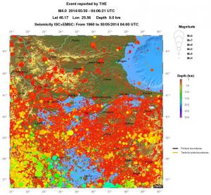 regional depth historical seismicity