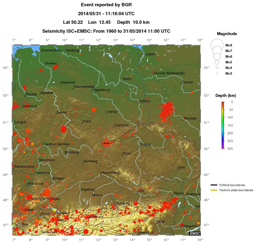 regional depth historical seismicity