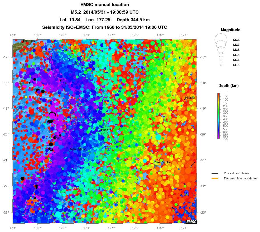 regional depth historical seismicity