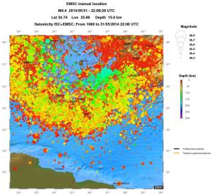 regional depth historical seismicity