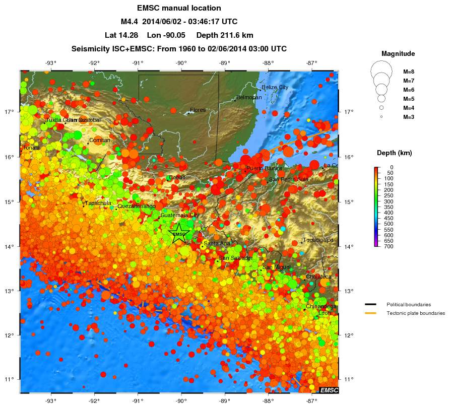 regional depth historical seismicity