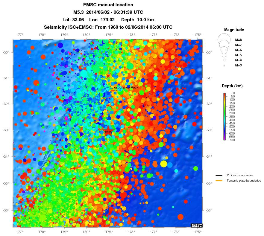regional depth historical seismicity