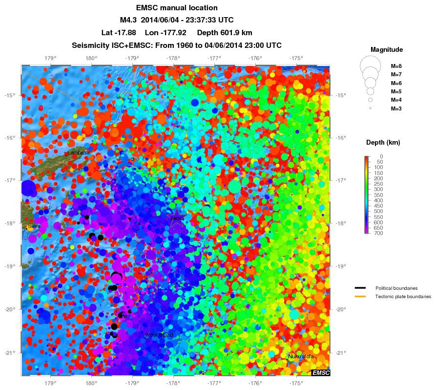 regional depth historical seismicity