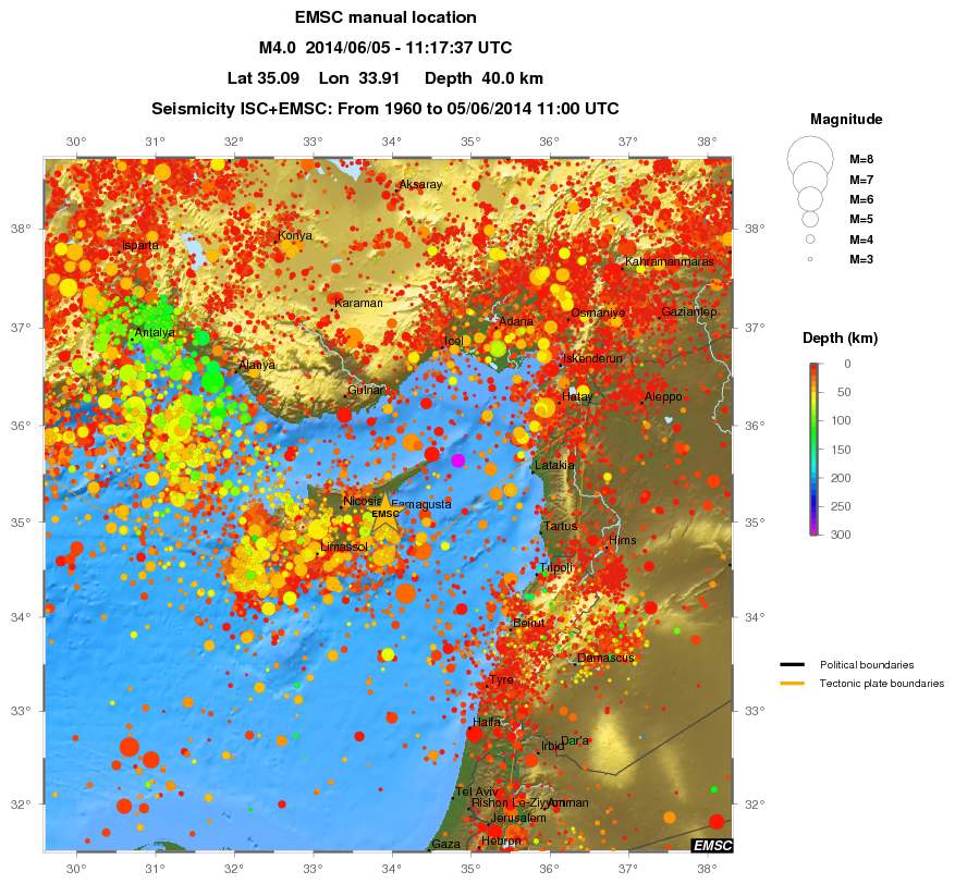 regional depth historical seismicity