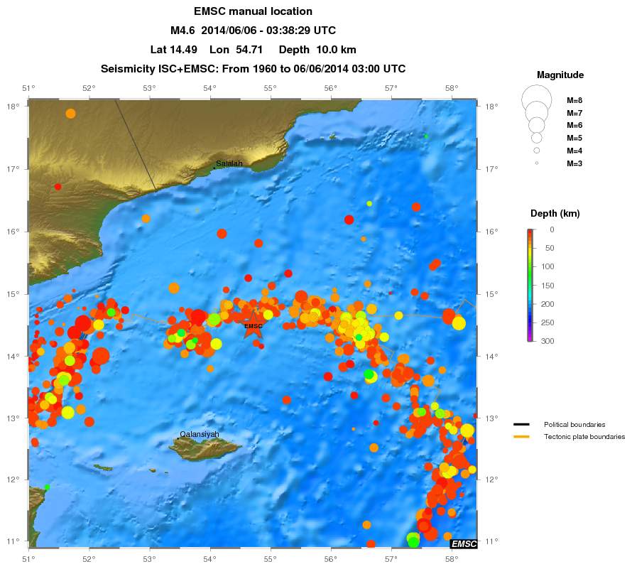 regional depth historical seismicity
