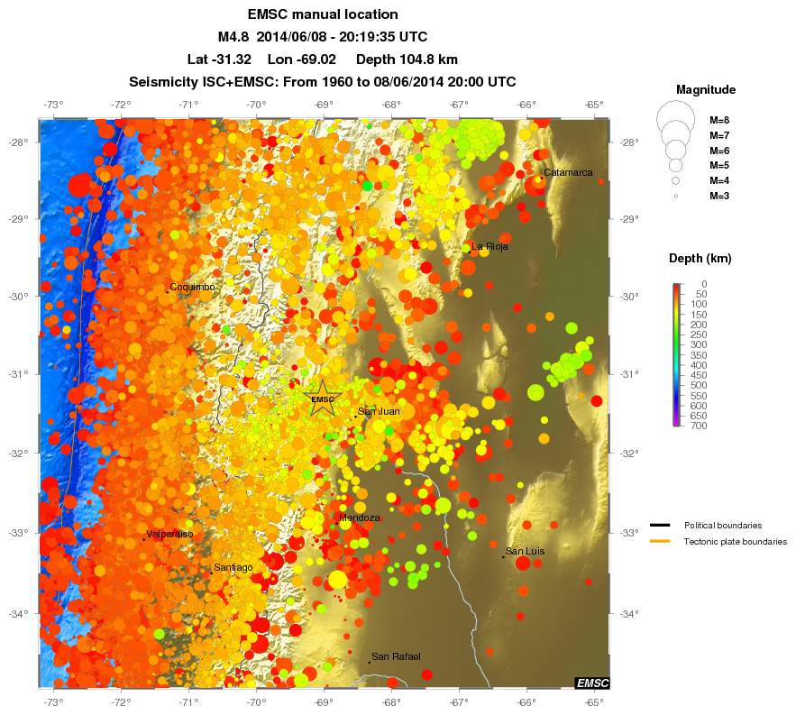 regional depth historical seismicity