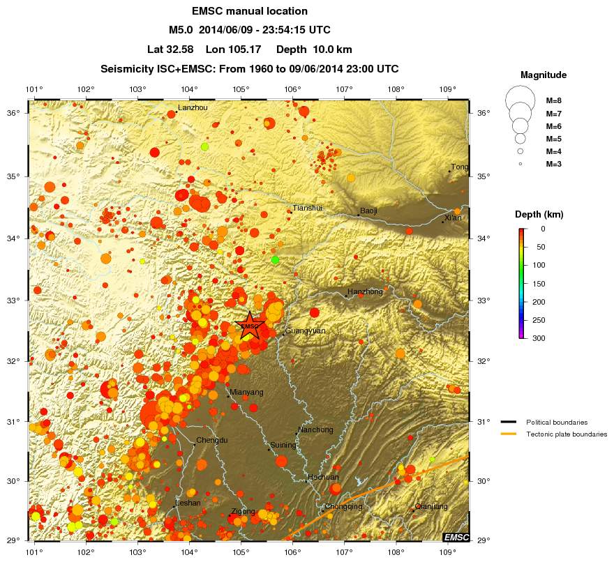 regional depth historical seismicity