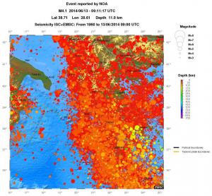 regional depth historical seismicity