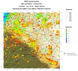regional depth historical seismicity