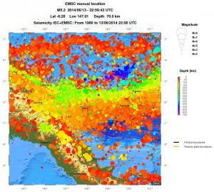 regional depth historical seismicity