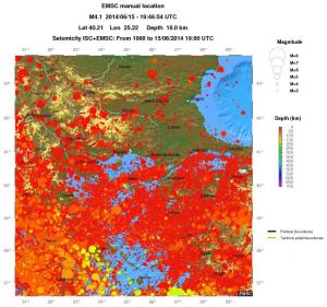 regional depth historical seismicity