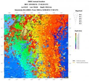 regional depth historical seismicity