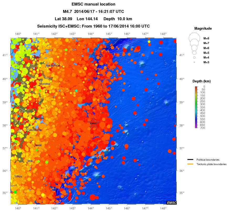 regional depth historical seismicity
