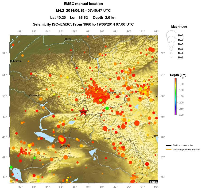 regional depth historical seismicity