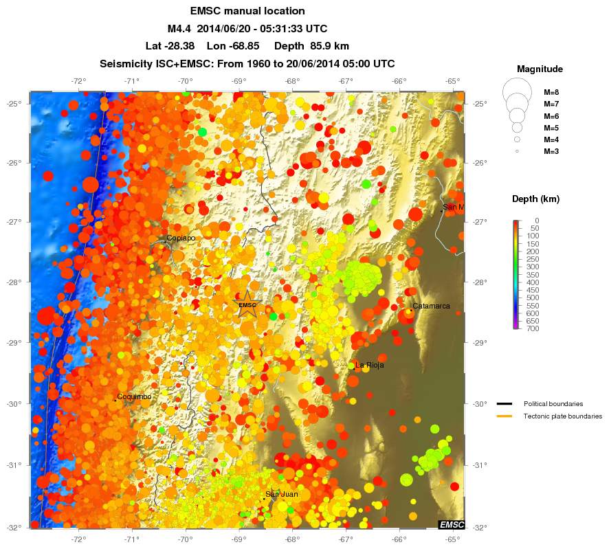 regional depth historical seismicity