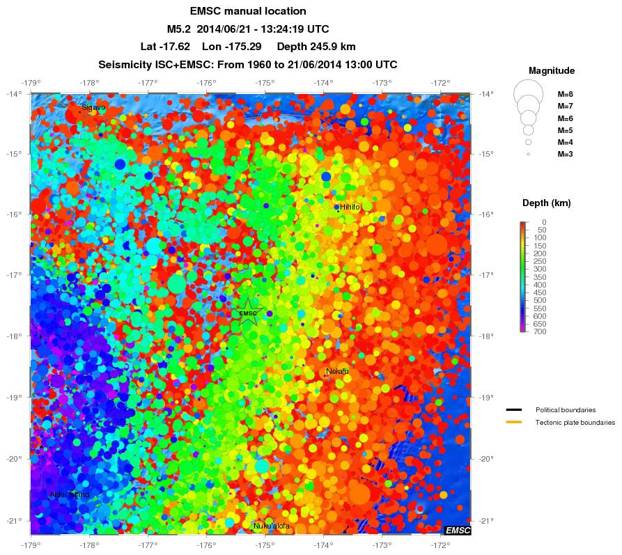 regional depth historical seismicity