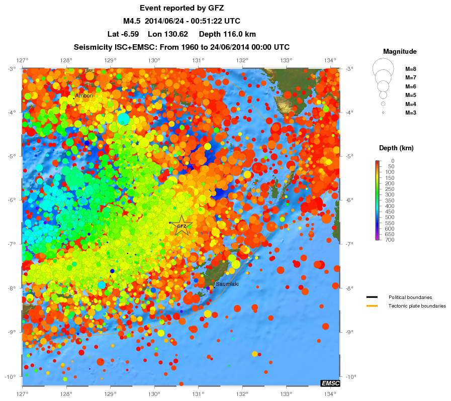 regional depth historical seismicity