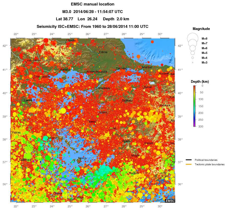 regional depth historical seismicity