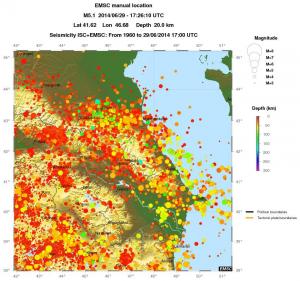 regional depth historical seismicity