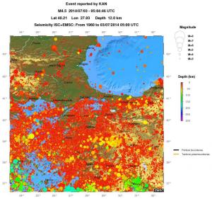 regional depth historical seismicity