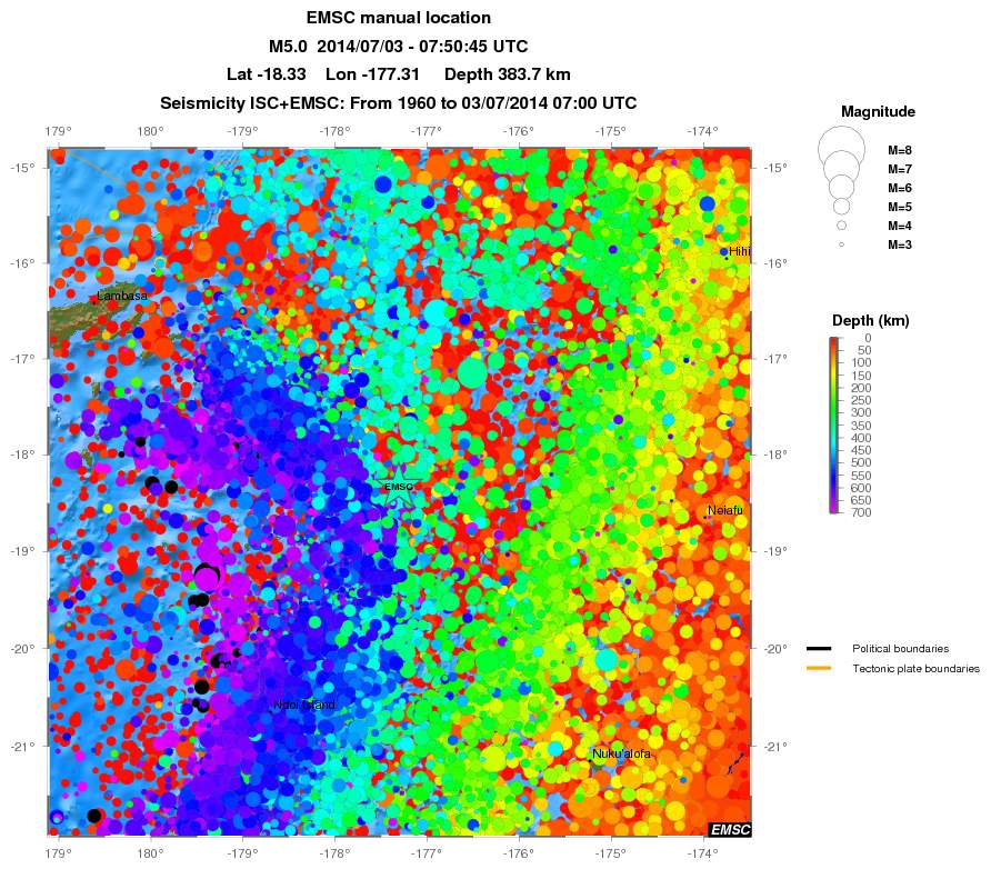 regional depth historical seismicity