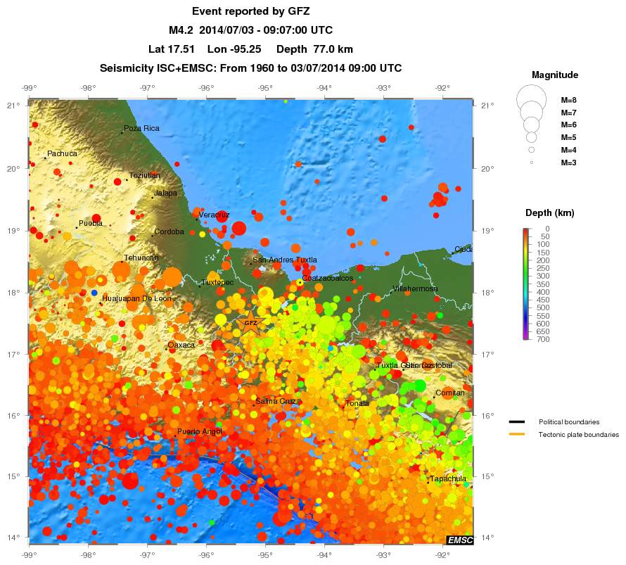 regional depth historical seismicity