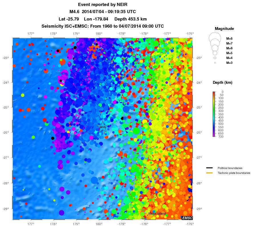 regional depth historical seismicity