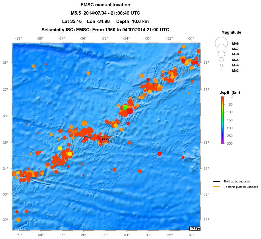 regional depth historical seismicity