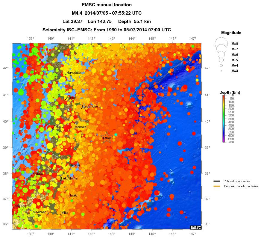 regional depth historical seismicity