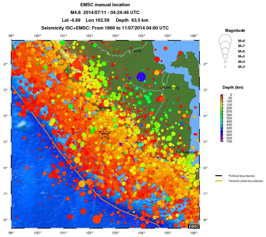 regional depth historical seismicity