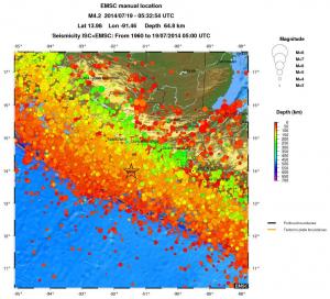 regional depth historical seismicity
