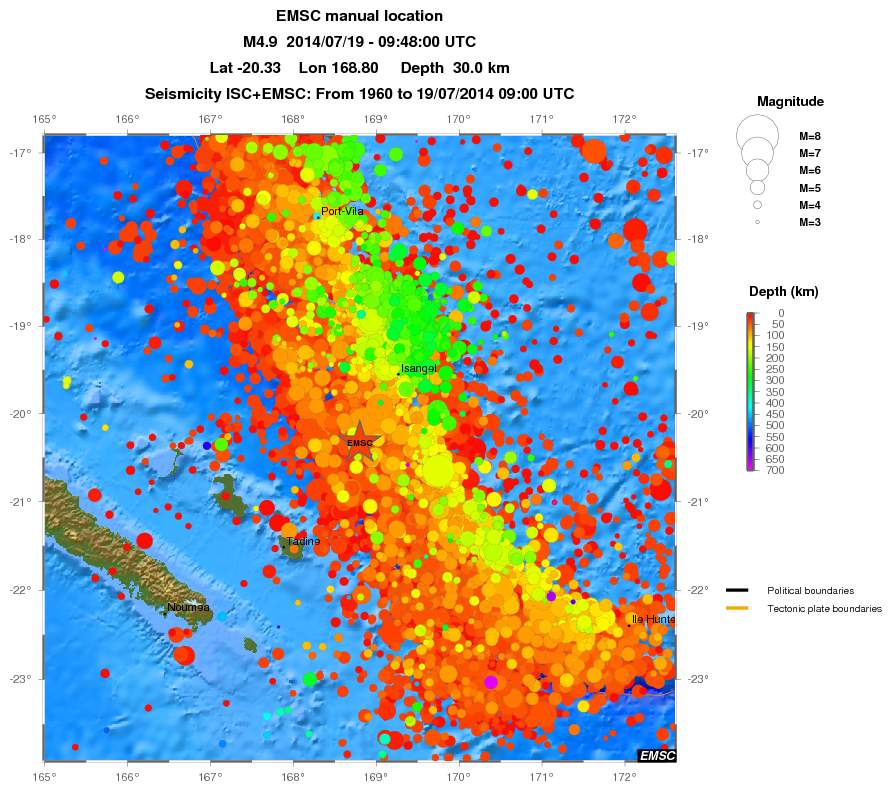 regional depth historical seismicity