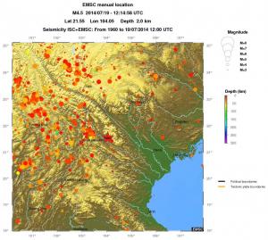 regional depth historical seismicity