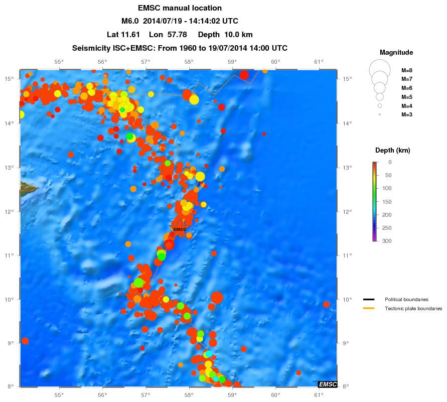 regional depth historical seismicity