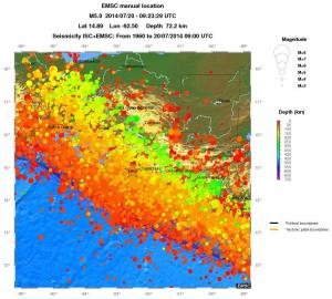 regional depth historical seismicity