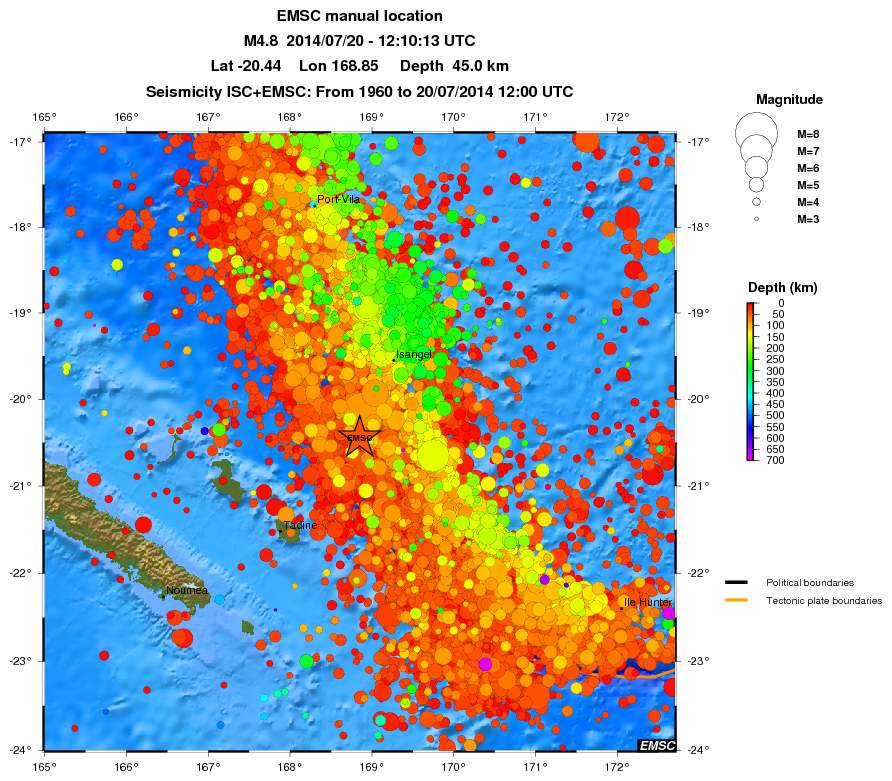 regional depth historical seismicity